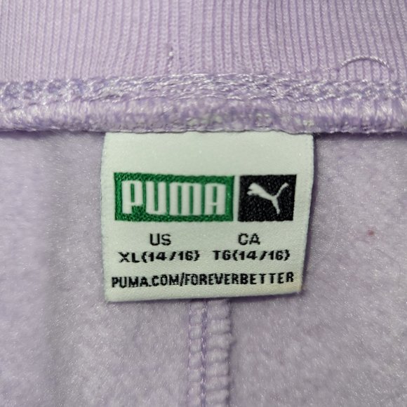 Puma Jogging Sweatpants Gym Pants Purple Drawstring Girls Size XL 14/16 - Picture 3 of 3